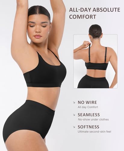 FeelinGirl Comfort Bras for Women No Underwire Unpadded Wireless Bralettes for Women Buttery Soft Everyday Bras Black M - Image 3