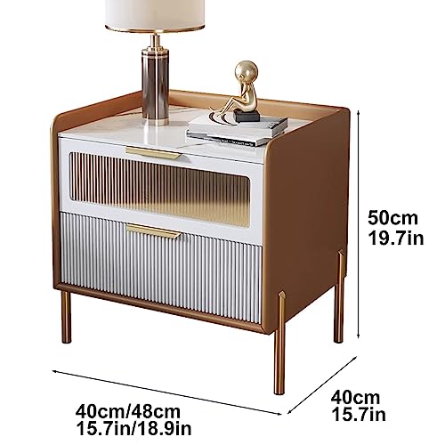 Table de chevet à 2 tiroirs abricot clair pour optimiser le rangement de votre chambre