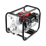 Benzin Pumpe 7,5 PS Gartenpumpe mit 7.5m Wasserleitungslänge 35m³/h Durchfluss 30m Förderhöhe 3-Zoll-Anschluss Benzin Wasserpumpe für Landwirtschaft Bewässerung Entwässerung