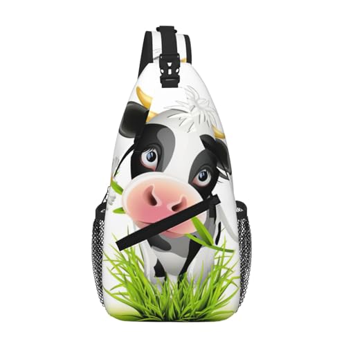 Sac à dos à bandoulière pour homme avec motif vache noir et blanc