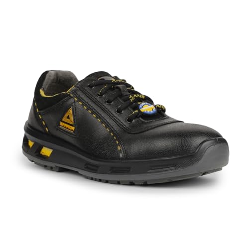 Image of Liberty Warrior Earth Popcorn Safety Shoes for Men, Genuine Leather, Double Density PU Sole, Steel Toe, Grey /Black, Sizes-6UK-10UK