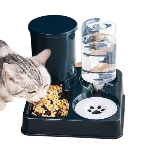 automático para gatos y agua - Botella 2 en 1 | Dispensador automático de comida y agua desmontable con diseño antideslizante para gatos, perros y conejitos