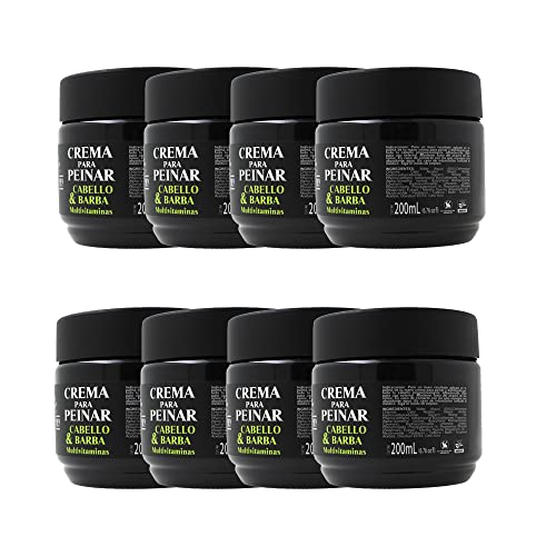 Piel Sensible, Beauty Crema para peinar, caballero, Usos cabello barba y bigote. Caja de 8 piezas de 200 ml. CPBS-200 BARBER STYLE FOR B MEN