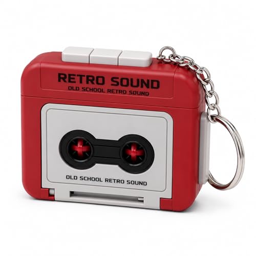 Image of Retro Mini Tape Recorder Keychain with 15 Second Voice Recording & Playback, Vintage Cassette Design, Funny Voice Message Keyring, Gift for Kids & Adults (Multicolor)