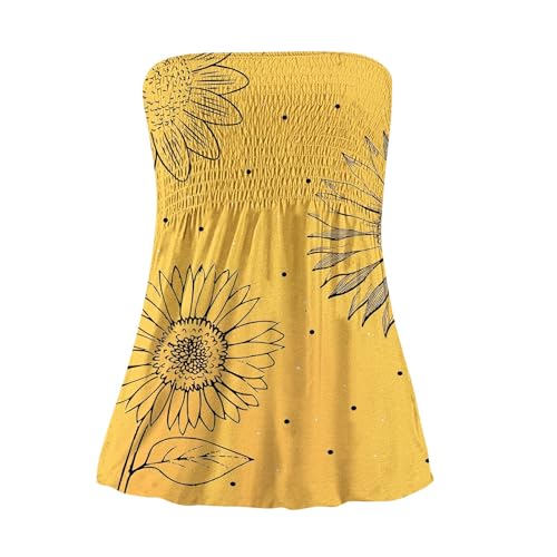 Womens Tube Tops Summer Strapless Bandeau Tank Casual Loose Tunic Sleeveless Shirts Off the Shoulder Flowy Blouses2