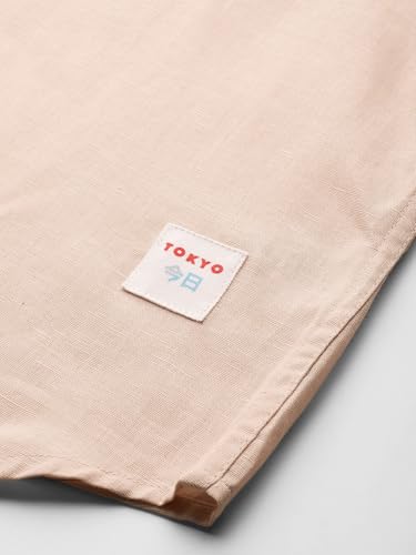 Image of Thomas Scott Men's Solid Cotton Linen Casual Shirt | Full Sleeve | Regular Fit | Mandarin Collar