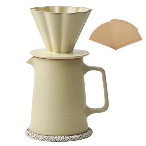 LEIJOCO Ceramic Flower Pour Over