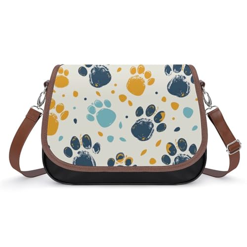 Sacoche en cuir pattes de chien colorées étanche avec bandoulière