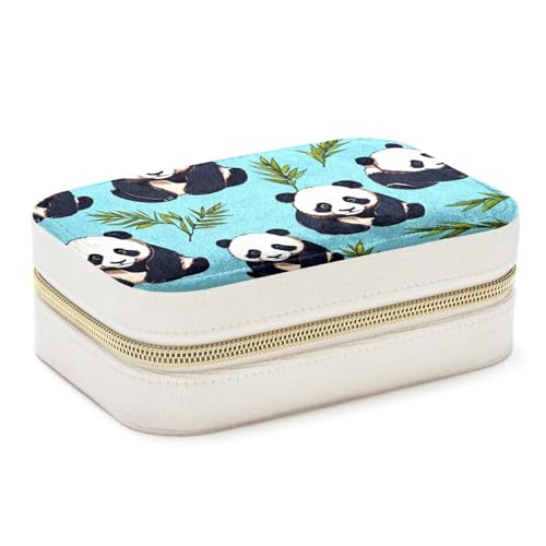 Boîte à bijoux panda bleu à double couche pour bagues et colliers - 2
