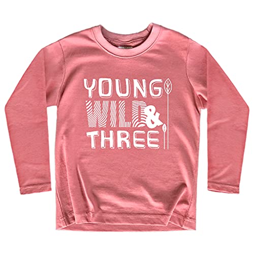 Image of Young Wild and Three Girl 3rd Birthday Outfit Toddler Shirts 3 Year Old Girls Third Party Tshirt
