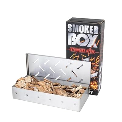 Smoker Box for Grill,Wood Chip Smoker Box,Stainless Steel Pellet Smoking Box for All Grills Gas Oven,Hinged Lid, Heavy Duty BBQ Accessories Party Gift for Dad Men Barbecue Outdoor