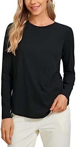 CRZ YOGA Pima Cotton Crewneck Long Sleeve Shirts for Women - Work...