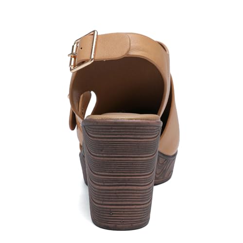 Altxic Women's Comfy Low Block Chunky Heels Sandals Closed Round Toe Casual Adjustable Slingback Strap Clogs4