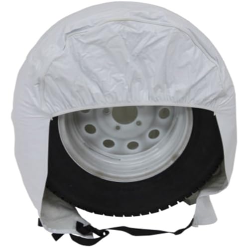Camco 45322 Vinyl RV Wheel & Tire Protector, 1 Pair (27 inches-29 inches, White)