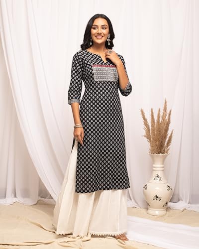 Image of FIORRA Womens Cotton Straight Fit Floral Printed Kurta