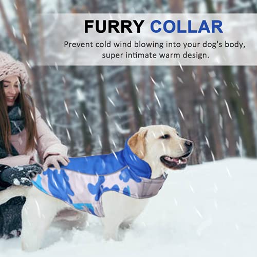 Warm Dog Jacket Reversible Fleece Winter Dog Vest For Cold Weather, Waterproof Windproof Dog Winter Coat Reflective With Magic Strip&Furry Collar For Small Medium Large Breeds Dogs Puppies Cat Pet #TOP6