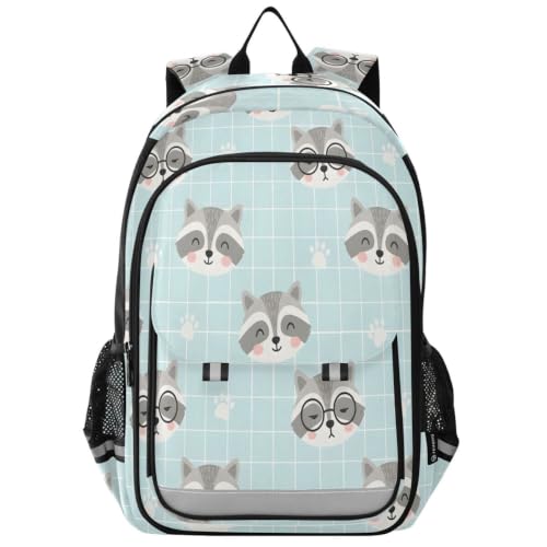 Sac à dos raton laveur mignon avec grand compartiment ordinateur portable