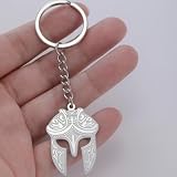 EUEAVAN Spartański wojownik kask brelok starożytny grecki wojownik ochrona amulet nordycki gotycki biżuteria religijna prezent dla mężczyzn, Srebrny, M