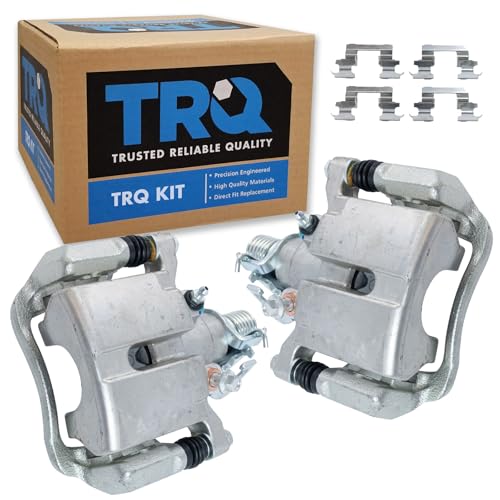 Image of TRQ Rear Driver and Passenger Side Brake Caliper Set Caliper Brackets Hardware Compatible with 11-13 Chevrolet Impala 14-16 Impala Limited 05-07 Buick LaCrosse 08-09 LaCrosse 05 Pontiac Grand Prix