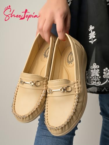 Image of Shoetopia Women's Comfort Loafers - Soft Sole Slip-On Moccasins with Horsebit Detail | Casual & Office Wear Flats