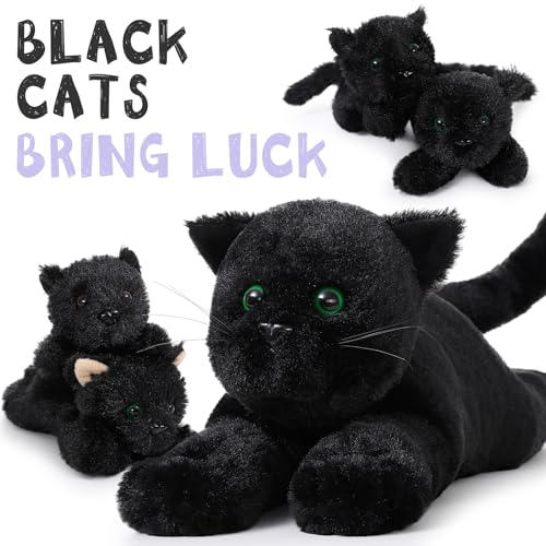 Image of MaoGoLan 5Pcs Black Cat Plush with 4 Babies Inside - 20 inch Big Black Cat Stuffed Animals - Realistic and Soft Halloween Plushies Gift for Cat Lover,Women,Girls,Kids