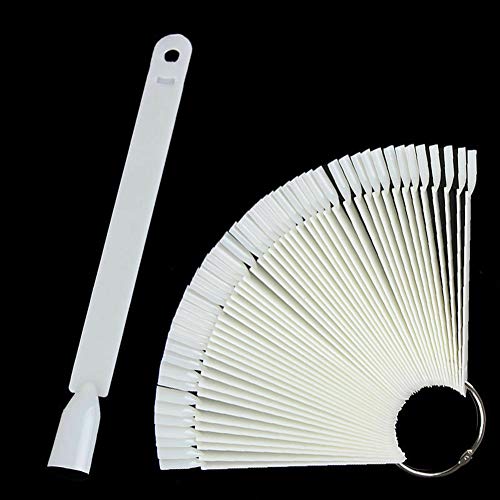 Nail Display Sticks Tips Fan Shape Nails Art Polish Practise Training Tool 50Pcs Natural & 50Pcs Cle