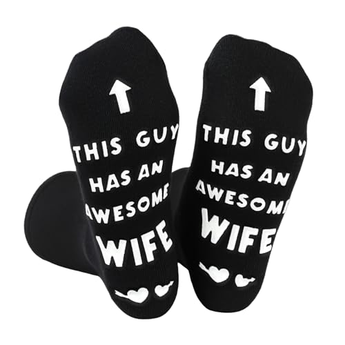 Zuimei Funny Socks Husband Gifts Novelty Gifts for Men Black Fashion Sock for Husband Cotton Socks with Paper Gift Bag Men Birthday Gift