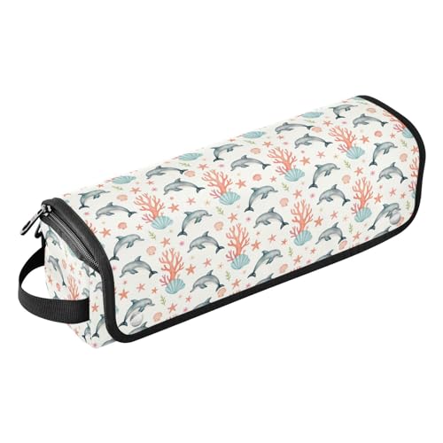 Bolso de Viaje para Herramientas Capilares con Alfombra Térmica Desmontable, Estuche Portátil para Planchas, Rizadores y Secadores de Pelo, Diseño Delfín y Coral para Mujer miniatura 1