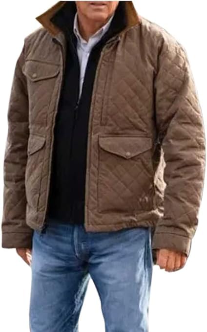 Men’s Kevin Costner John Dutton Yellowstone Jacket Quilted Brown Cotton Jacket2