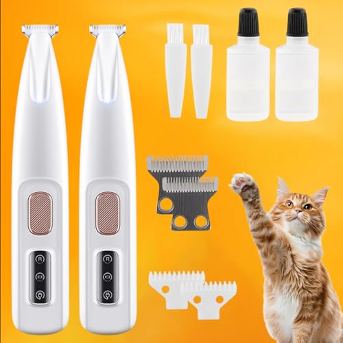 Tondeuse De Toilettage Grosmatou - Douceur & Sécurité, Comprend L'huile D'entretien, Fonctionnement Silencieux Avec Lumière Led, Étanche Ipx4, Convient Pour Coupe Des Poils Chiens Chats (2PC)