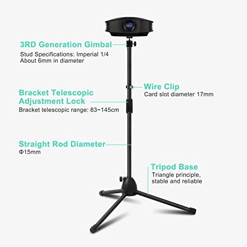 YORKING Projector Stand Light Stand Adjustable Height 83cm to 145cm Portable Tripod Stand Heavy Duty Metal Projector Stand for Projectors Photography