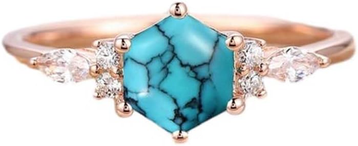 Natural Turquoise Rings 925 Sterling Silver 10K 14K 18K Turquoise Engagement Ring for Women White Gold Yellow Gold Rose Gold Turquoise and Moissanite Engagement Rings for Women Free Engraving