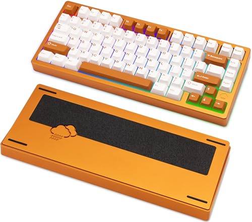 Image of KEEBMONKEY WOBKEY Rainy 75 Aluminum HMX /JWK Switches Mechanical Keyboard with Superior Acoustics, Wired, BT, 2.4G Wireless Connectivity (Pro Orange(Stainless Steel Weight))