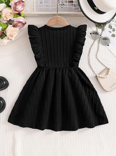 Hilinker Cute Summer Ruffle Knee-Length Bow Dress for Girls
