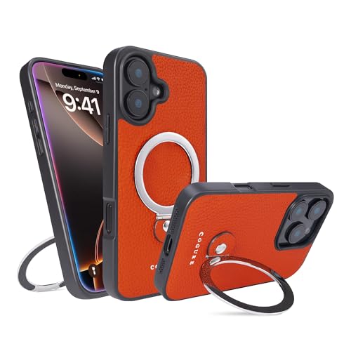 COGURE 互換 iPhone 17 ケース 本革 スタンド COPMS オレンジ（Amazon）