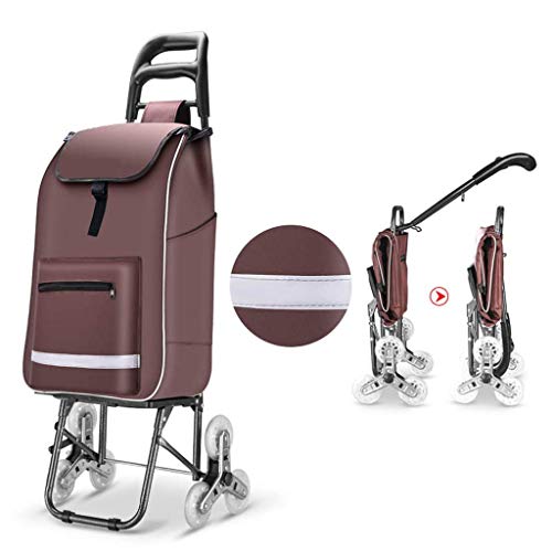 WLKINF Tragbarer Einkaufstrolley, ultraleicht, tragbar, faltbar, Aluminiumlegierung, 6 Räder, Einkaufswagen… – Bild 4