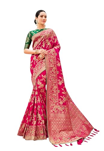 Monjolika Fashion Women's Banarasi Silk Blend Woven Zari With Tus...