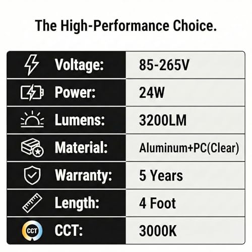 Image of Fluorescent Light Bulbs Replacement 4FT, T8 LED Bulbs 4 Foot Type A+B, 24W (65W Equivalent) 3200LM, 3000K Warm White, 48 Inch Tube, F32T8 or F40T12 LED Replacement, Non-Dimmable, 2-Pack