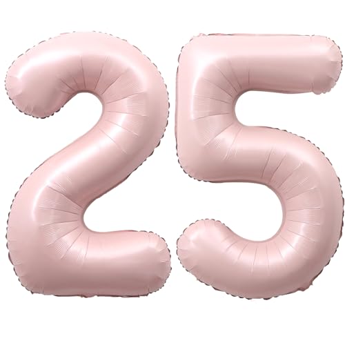 Image of 40 Inch Light Pink Number 25 Balloon 0-9 25th Foil Big Giant | Digital for Birthday Anniversary Graduation Decorations