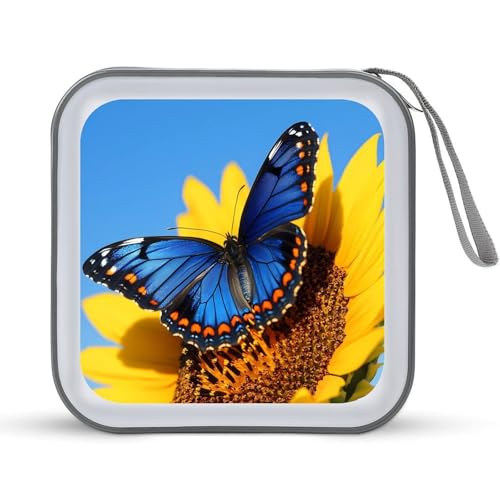 Sunflower Butterfly Flowers CD Case Portable DVD Holder Storage Organizer for Home Travel