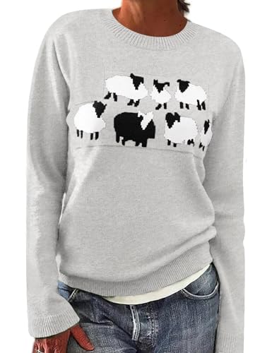 heekpek Norweger Pullover Damen Winter Herbst Rundhals...