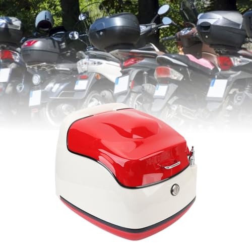 Boîte supérieure de moto rétro DAN&DRE 38L rouge et blanc avec serrure