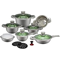 Sartenes Acero Quirurgico Royal Prestige Batería de Cocina Bergmayer 16 Pzs Acero Inoxidable Quirúrgico 18/10 12 Capas de Cocina-Outlet