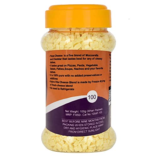 Image of Nutra Vita Grated Pizza Cheese (Freeze Dried, Natural, Rehydratable, Long Shelf Life, Travel friendly) (100 Gram)