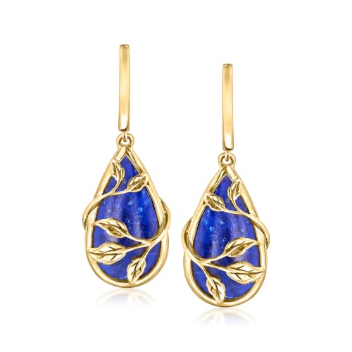 Ross-Simons Lapis Leaf Drop Earrings in...