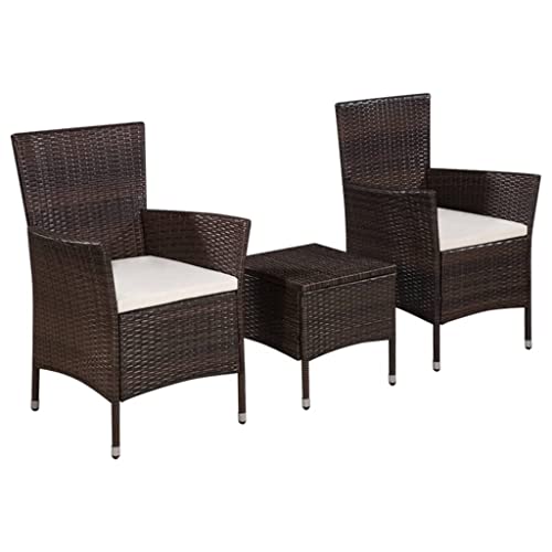 Lumanois Mobilier de Bistro 3 pcs Résine tressée Marron Salons de Jardin Brun,44093