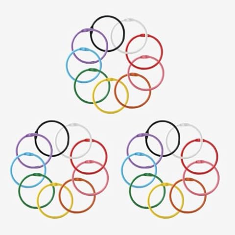Loose Leaf Metal Binder Rings, 1.6 Inch, 28 Pack, 40 mm Colorful Book Rings, Nickel Plated Key Rings, for Index Cards, Notebook, Home and School, Office Supplies, Plastic Box packag… Cover