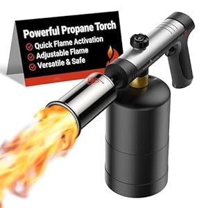 ThermoMaven Antorcha de propano con fuego máximo de un toque, pistola de soplete de cocina con un bloqueo de seguridad, encendedor de carbón, lanzallamas, cabezal de antorcha de alimentos de cocina