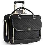 Arcoyard Rolling Laptop Bag Women, Rolling Briefcase for Women for Work, 17.3 Inch Computer Bag with Wheels, Fashion Flap Laptop Bag With Wheels for Work Business, TSA Friendly Design, Black