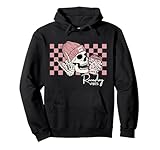 Raceday Vibes Checkered Flag Racing Skull Dirt Track Racing Pullover Hoodie